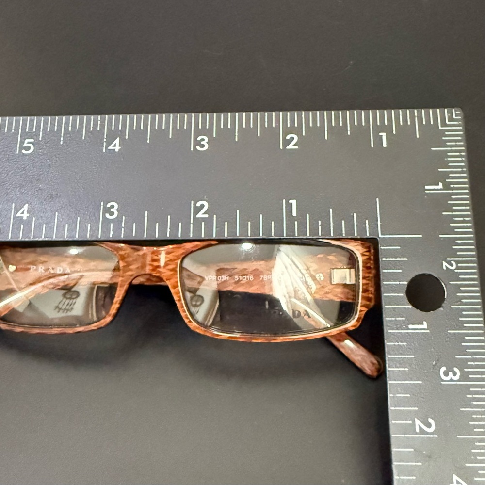 PRADA VPR 03H 7BP-101 Honey Brown Chevron 51-16-135 Rectangular Eyeglass Frame - Picture 9 of 14